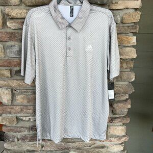 adidas Golf Men's UPF50 DOT Print Golf Polo Short Sleeve 3 Button Logo Large NWT